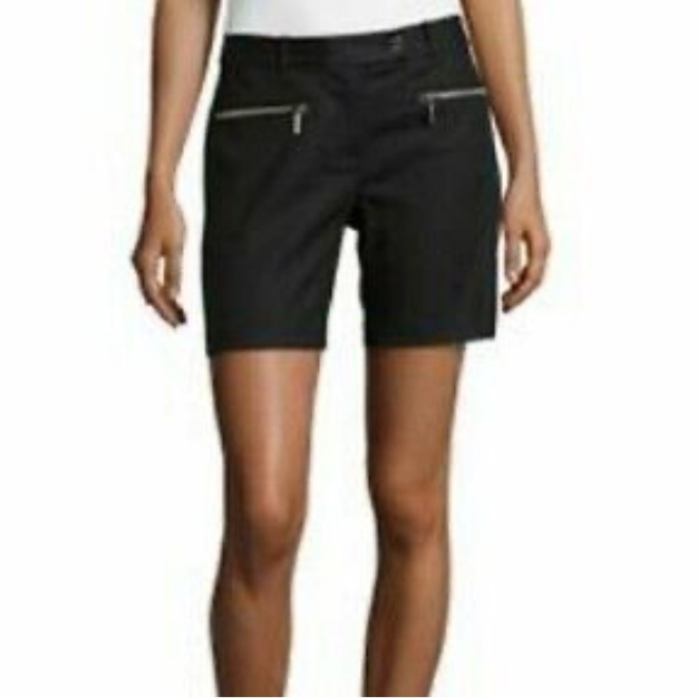 Michael KORS black zip pocket cotton stretch Bermuda shorts size 6
